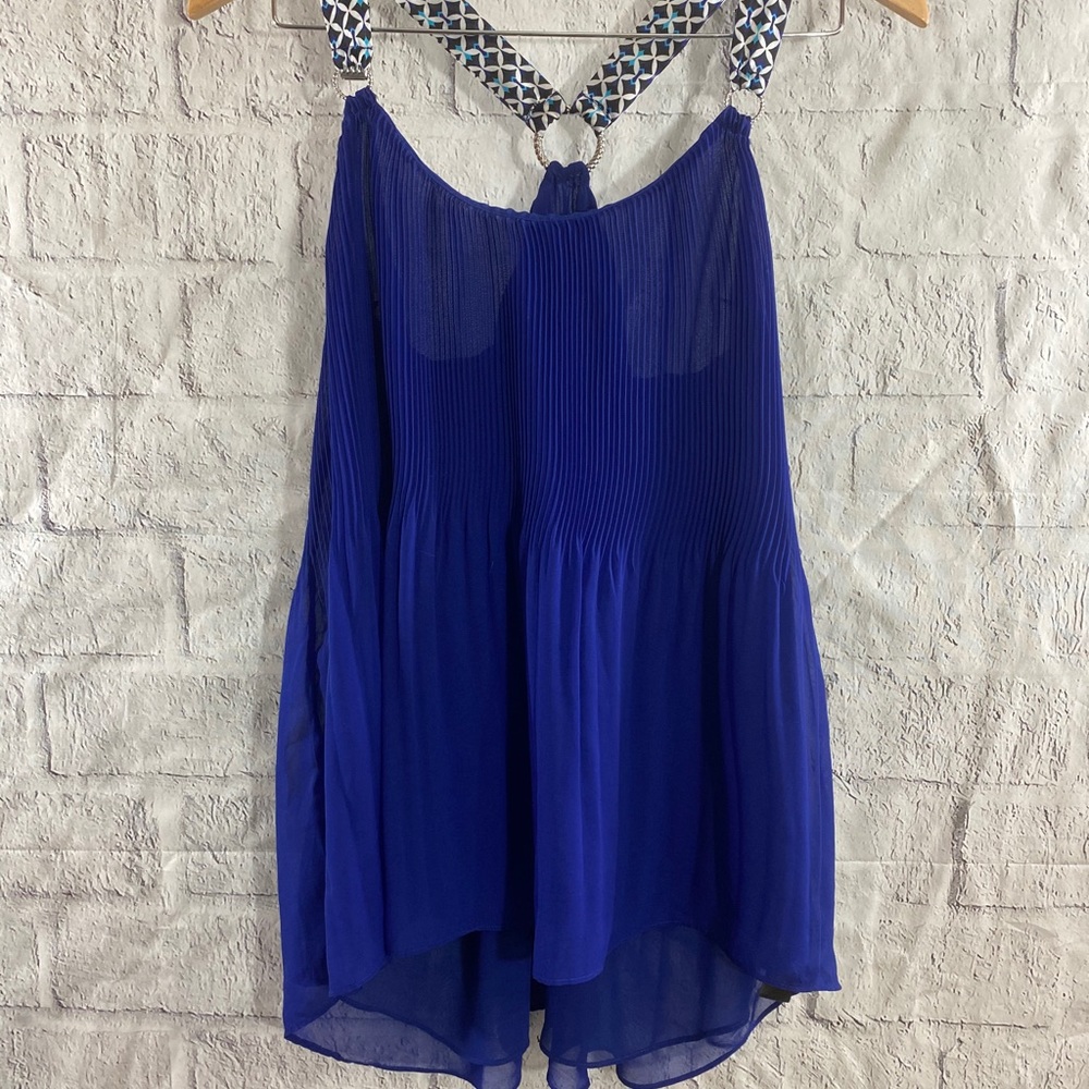 WHBM Blue Chiffon Swing Top